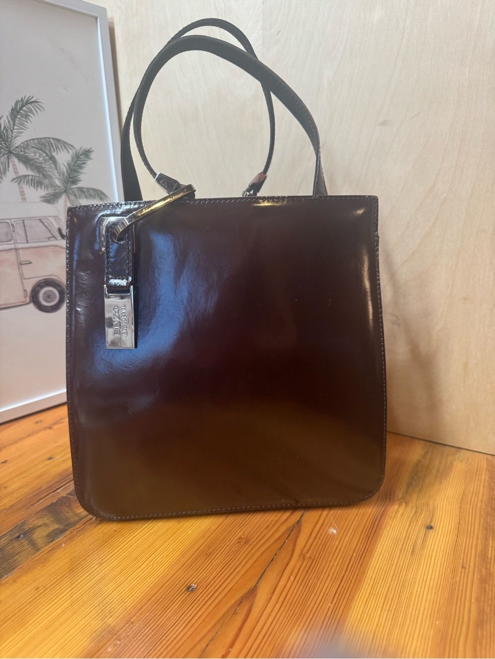 Enzo Angiolini Patent Shoulder Bag - Deep Burgundy